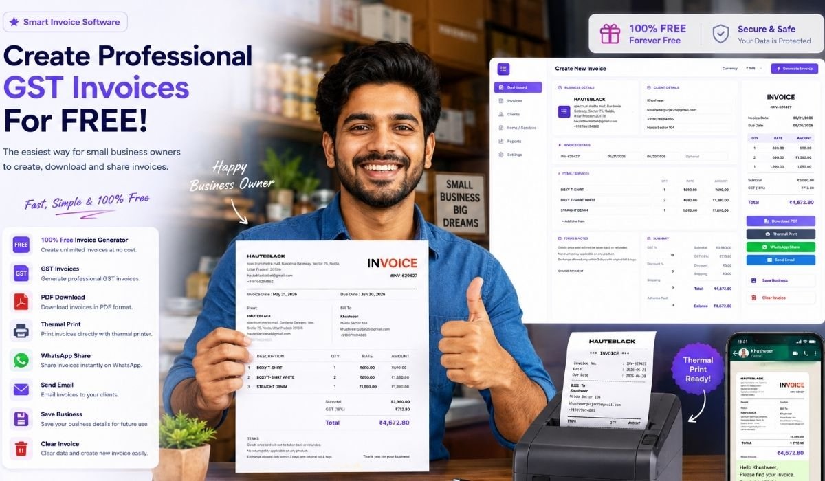 Free Invoice Generator – Create Professional Invoices Online for Small Businesses